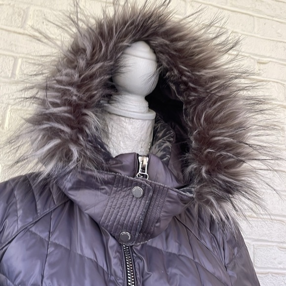 Marc New York Metal Grey Parka Coat Shirley Hooded Faux Fur Trim - Picture 9 of 15